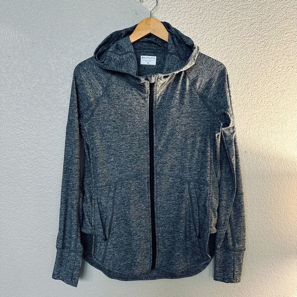 Athleta Gray Zip Athletic Hoodie Active Top XS